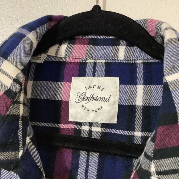 Jachs Girlfriend Boyfriend Fit Outdoorsy Blue Plaid Hiking Camping Fall Shirt M - Picture 4 of 8